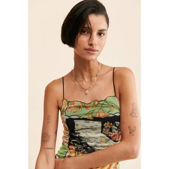 Urban Outfitters Map Print Cowl Neck Slip Midi Dress California Theme M - Picture 4 of 11